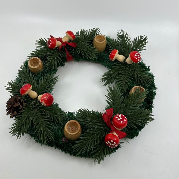 Other - Vintage Swedish Mid Center Mushroom Table Candle Wreath Center Piece